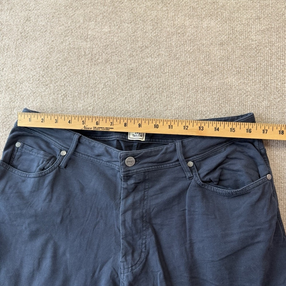 SWET TAILOR Pants Mens 34x32 Navy Tapered All in Jean Stretch Cotton - Picture 3 of 7